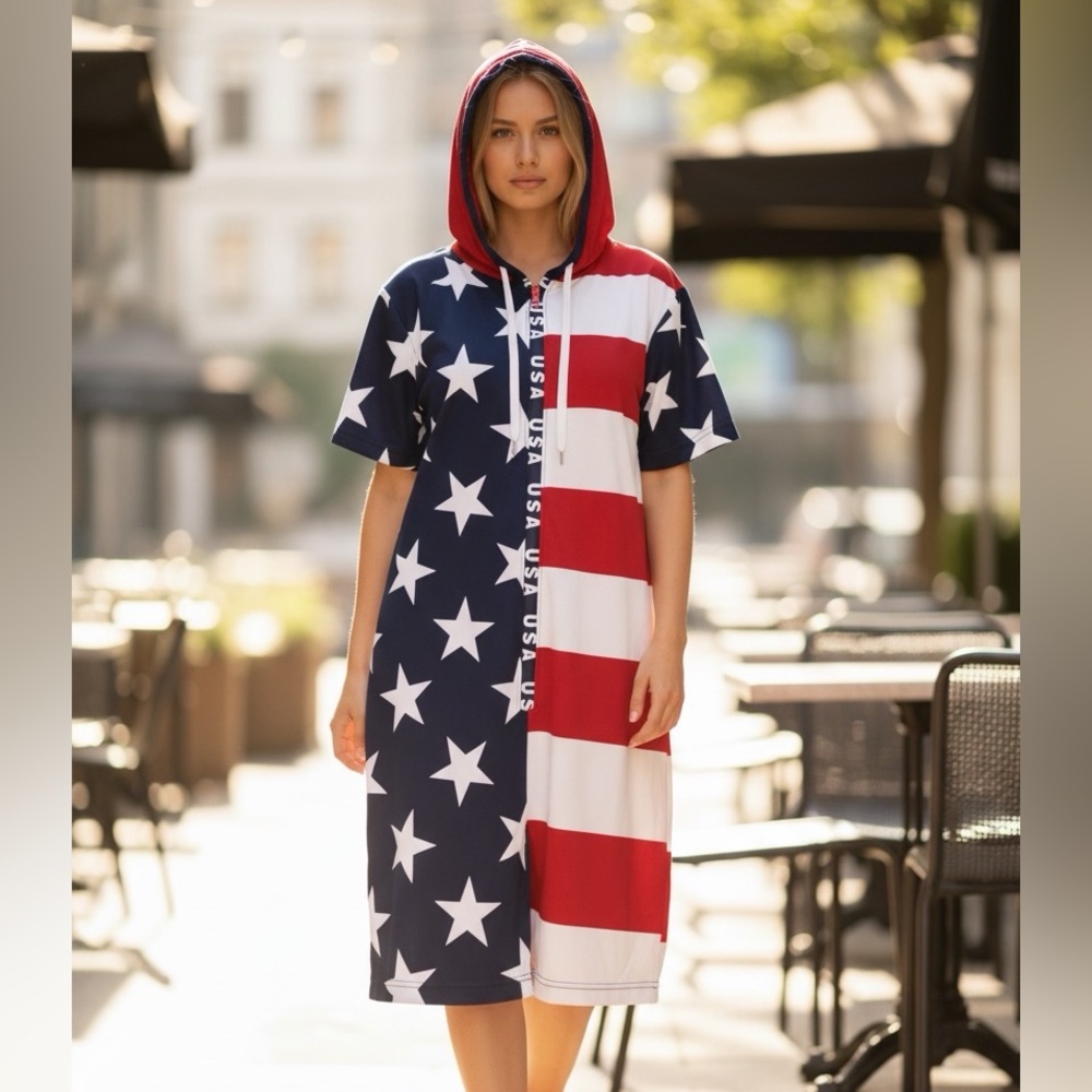 Patriotic Hooded Romper size medium